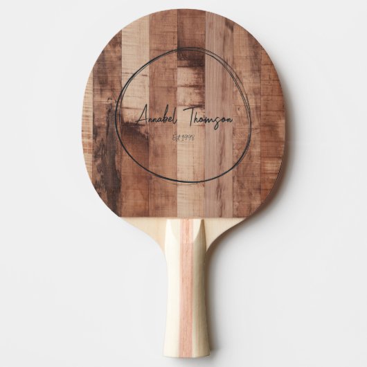 Pallet Wood Board Name in Drawn Circle  卓球ラケット (正面)