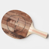 Pallet Wood Board Name in Drawn Circle  卓球ラケット (横)