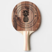 Pallet Wood Board Pineapple Wedding Crest & Names 卓球ラケット (正面)