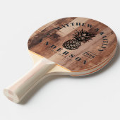Pallet Wood Board Tropical Pineapple Wedding Crest 卓球ラケット (正面アングル)