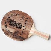 Pallet Wood Board Tropical Pineapple Wedding Crest 卓球ラケット (横)