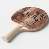 Pallet Wood Boards Leaf Wedding Monogram 卓球ラケット (正面アングル)