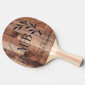 Pallet Wood Boards Leaf Wedding Monogram 卓球ラケット (横)