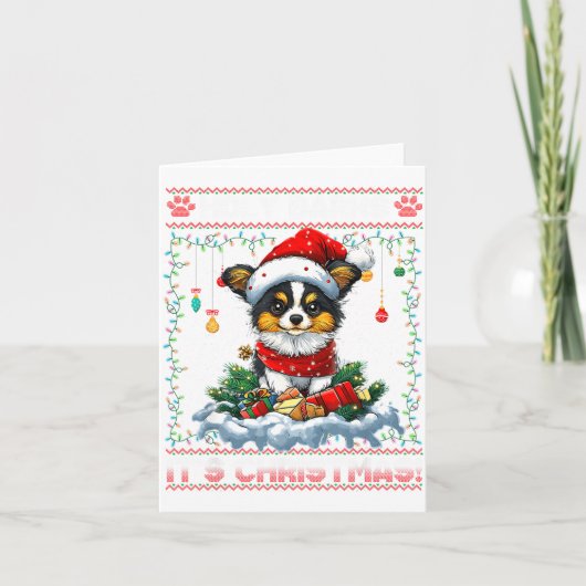 Pallon Christmas Tree Lights Decorations Dog Lover カード (正面)