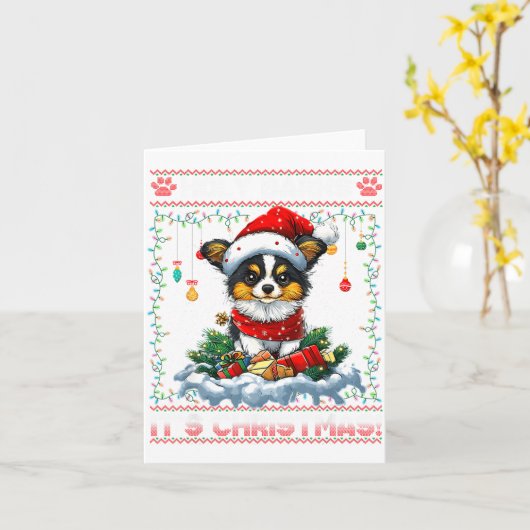 Pallon Christmas Tree Lights Decorations Dog Lover カード (黄色い花)
