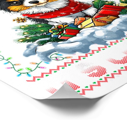 Pallon Christmas Tree Lights Decorations Dog Lover ポスター (角)