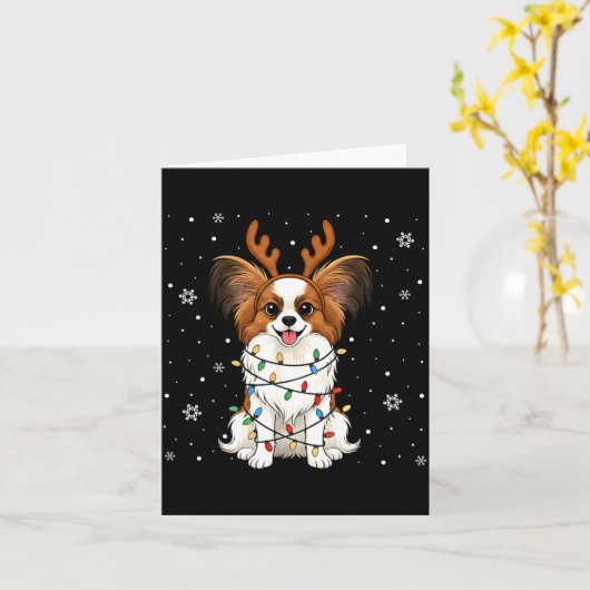 Pallon Dog Christmas Lights Reindeer Funny Xmas Do カード (黄色い花)