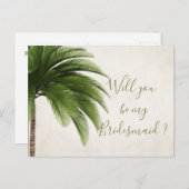 Palmは私のブライドメイド招待状 インビテーションポストカード (正面/裏面)
