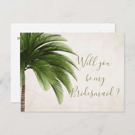 Palmは私のブライドメイド招待状 インビテーションポストカード (正面/裏面)