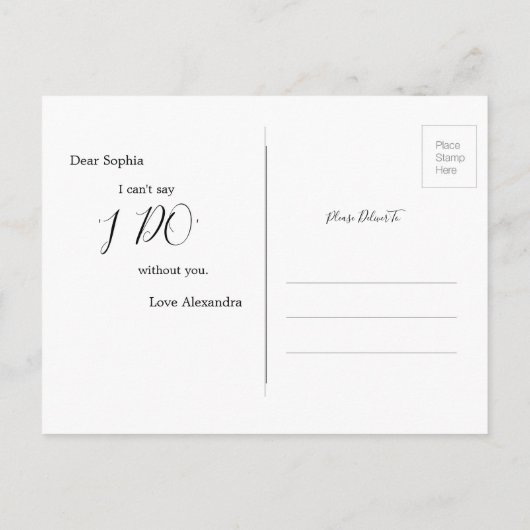 Palmは私のブライドメイド招待状 インビテーションポストカード (裏面)