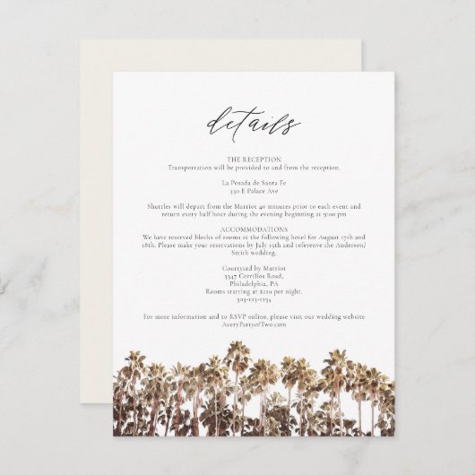 PALM春ヴィンテージPalm Trees詳細カード 招待状 (正面/裏面)
