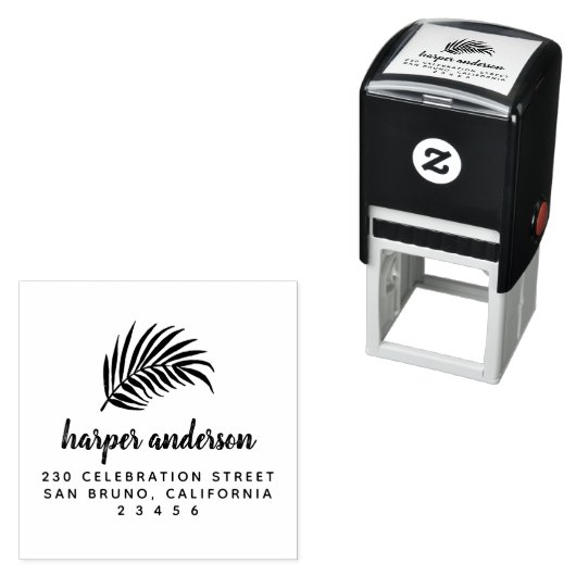 Palm はっきりした Leaf & Brush Script Name差出人住所 セルフインキングスタンプ (インサイチュ)
