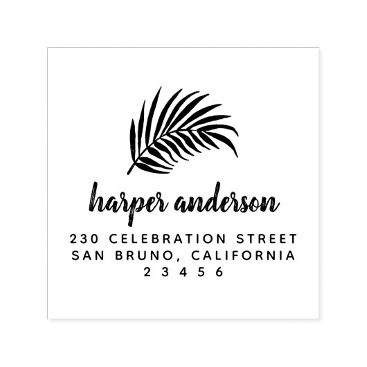 Palm はっきりした Leaf & Brush Script Name差出人住所 セルフインキングスタンプ (デザイン)