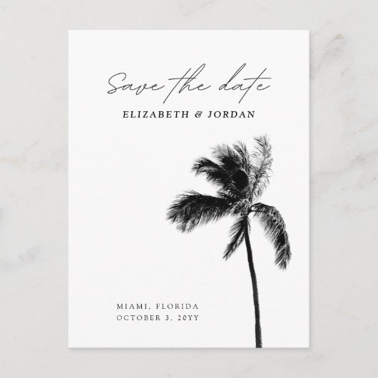 Palm エレガント Tree日付はがきを保存 ポストカード (正面)