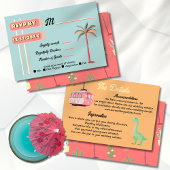 Palm モダン春の結婚サインrsvpカード 招待状