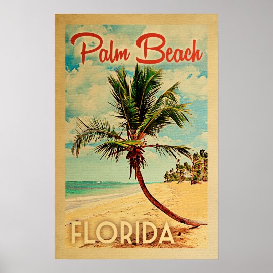 Palm Beachフロリダのヴィンテージのヤシの木のビーチポスター ポスター Zazzle Co Jp