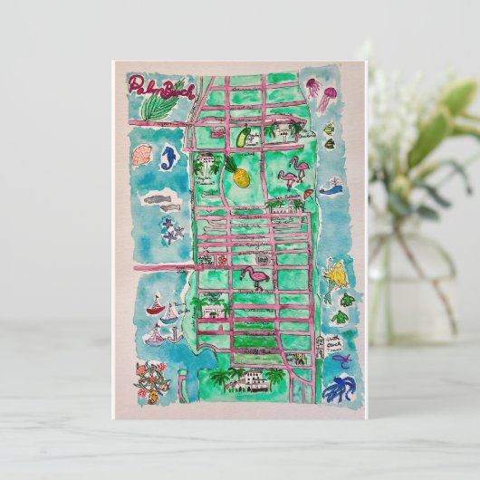 Palm Beachの地図カード 招待状 (スタンド正面)