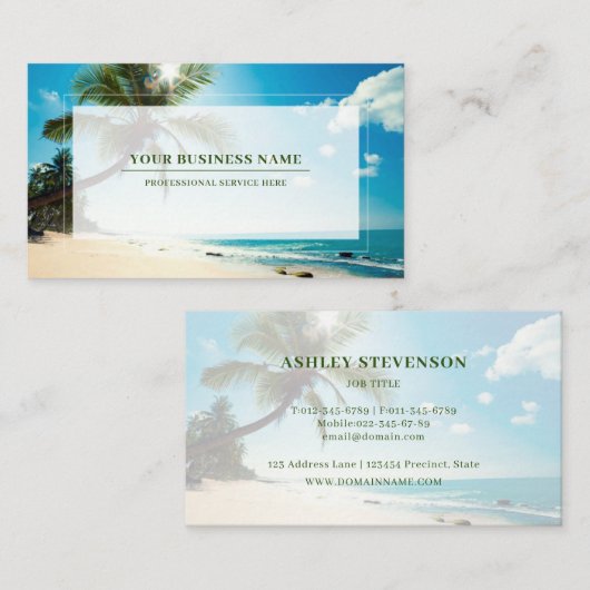 Palm Beachの家のレンタル旅行代理店のスパのブティック 名刺 (正面/裏面)