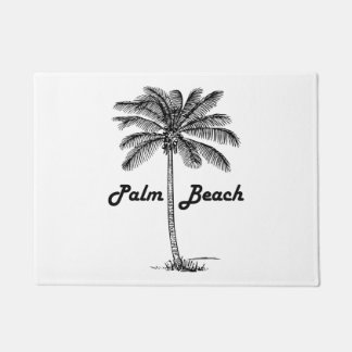 Palm Beachフロリダ及びやし白黒デザイン ドアマット