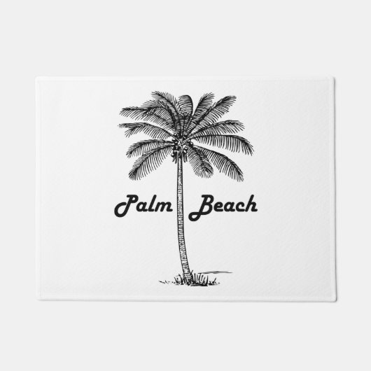 Palm Beachフロリダ及びやし白黒デザイン ドアマット (正面)