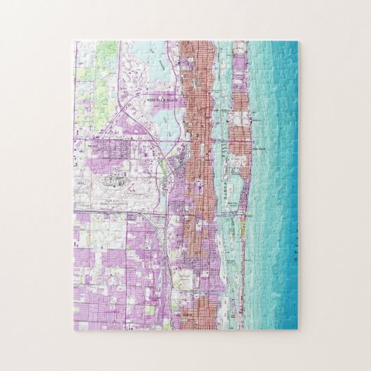 Palm Beachフロリダ(1946年)のヴィンテージの地図 ジグソーパズル (縦)