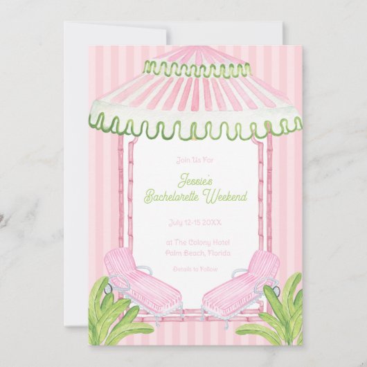 Palm Beach Cabana Bachelorette Weekend 招待状 (正面)