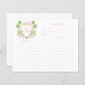 Palm Beach Cabana Crest Monogram  Recipe Card (正面/裏面)