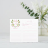 Palm Beach Cabana Crest Monogram  Recipe Card (スタンド正面)