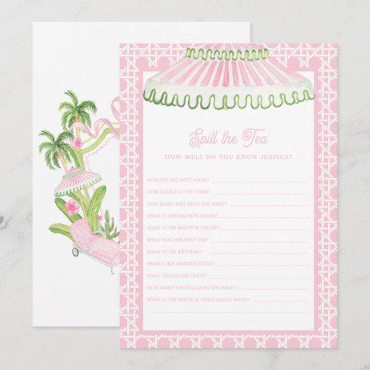 Palm Beach Cabana | Spill the Tea Bridal Shower 招待状 (正面/裏面)