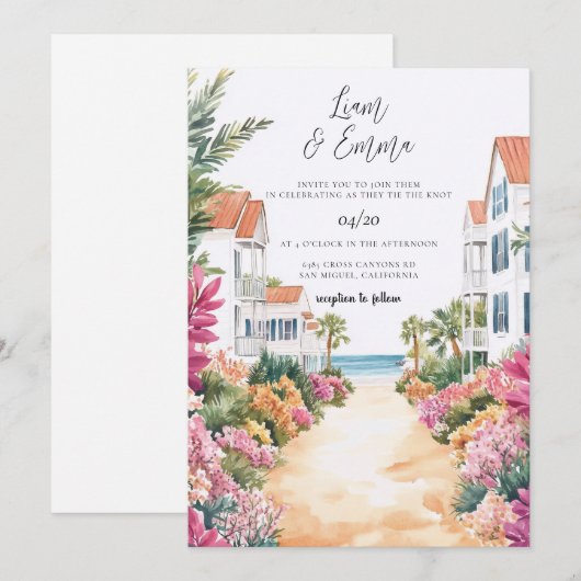 Palm Beach Florida Wedding Invitation 招待状 (正面/裏面)
