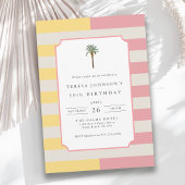 Palm Beach Pastel Stripe Tropical 30th Birthday 招待状