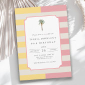 Palm Beach Pastel Stripe Tropical 60th Birthday 招待状
