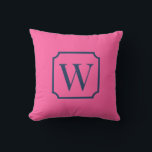 Palm Beach Pink Monogram Dorm Room Pillow クッション<br><div class="desc">Personalized Initial College Dorm Decor Add a bold preppy touch to your dorm room with this Preppy Pink monogram pillow, featuring a classic framed initial design on a pink background. The elegant serif monogram inside a decorative frame creates a timeless preppy look that fits perfectly with popular college dorm aesthetics....</div>