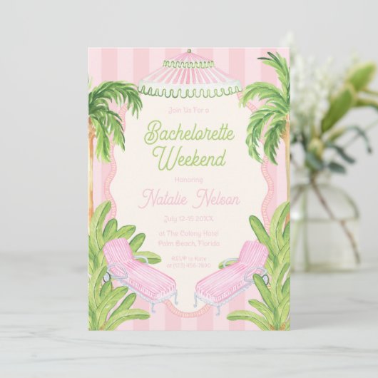Palm Beach Pool Loungers Bachelorette Weekend 招待状 (スタンド正面)