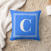 Palm Beach Preppy Blue Monogram Throw Pillow クッション (ブランケット)