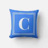 Palm Beach Preppy Blue Monogram Throw Pillow クッション (正面)