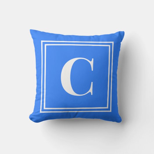 Palm Beach Preppy Blue Monogram Throw Pillow クッション (正面)