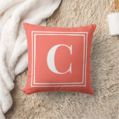 Palm Beach Preppy Coral Monogram Throw Pillow クッション (ブランケット)