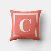 Palm Beach Preppy Coral Monogram Throw Pillow クッション (裏面)