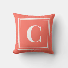 Palm Beach Preppy Coral Monogram Throw Pillow クッション