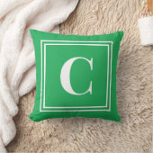 Palm Beach Preppy Green Monogram Throw Pillow クッション (ブランケット)
