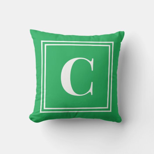 Palm Beach Preppy Green Monogram Throw Pillow クッション (正面)