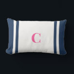 Palm Beach Preppy Monogram Lumbar Pillow ランバークッション<br><div class="desc">Personalized Stripe Dorm Pillow | Custom Initial College Dorm Decor Elevate your space with this Palm Beach preppy monogram lumbar pillow, featuring bold coastal-inspired stripes and a personalized initial for a classic yet vibrant look. Designed with a clean center panel and colorful stripe accents, this pillow brings a polished preppy...</div>