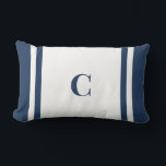 Palm Beach Preppy Monogram Lumbar Pillow ランバークッション<br><div class="desc">Personalized Stripe Dorm Pillow | Custom Initial College Dorm Decor Elevate your space with this Palm Beach preppy monogram lumbar pillow, featuring bold coastal-inspired stripes and a personalized initial for a classic look. Designed with a clean center panel and navy stripe accents, this pillow brings a polished preppy feel to...</div>