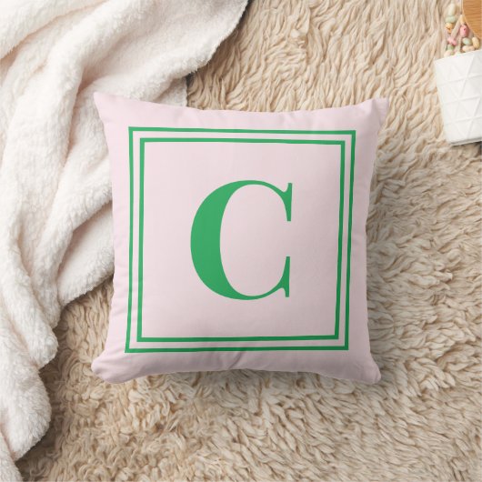 Palm Beach Preppy Monogram Throw Pillow クッション (ブランケット)