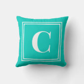 Palm Beach Preppy Turquoise Monogram Throw Pillow クッション (裏面)