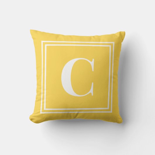 Palm Beach Preppy Yellow Monogram Throw Pillow クッション (正面)
