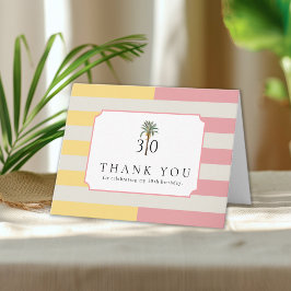 Palm Beach Stripe Tropical 30th Birthday Thank You サンキューカード