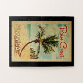 Palm Coast Palm Tree Vintage Travel ジグソーパズル (横)