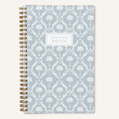 Palm Damask Personalized Notebook | Blue Mist ノートブック (正面)